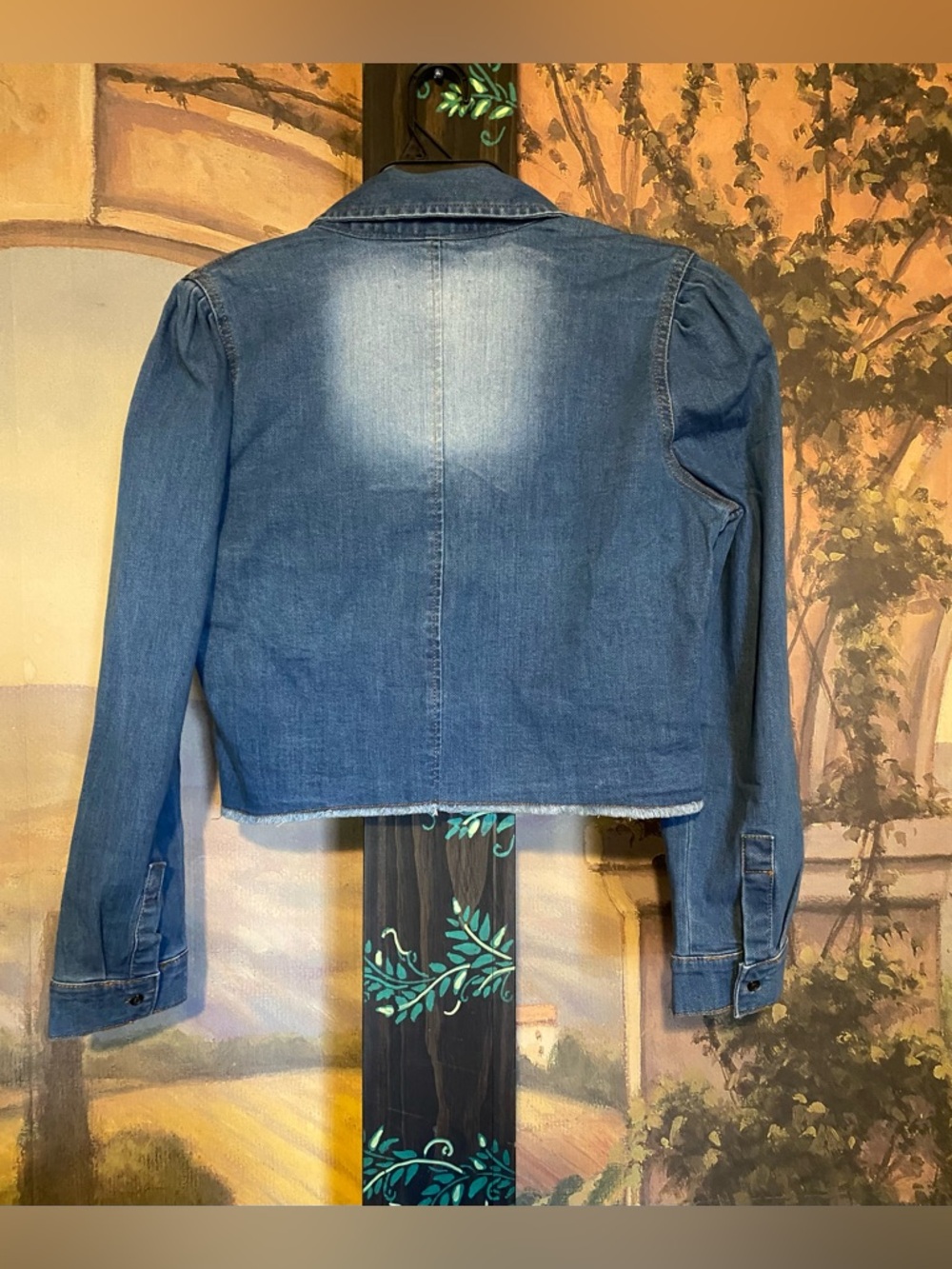 New York Laundry medium wash crop denim jacket raw hem - Picture 3 of 6